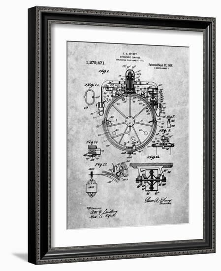 PP67-Slate Gyrocompass Patent Poster-Cole Borders-Framed Giclee Print