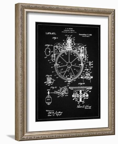 PP67-Vintage Black Gyrocompass Patent Poster-Cole Borders-Framed Giclee Print