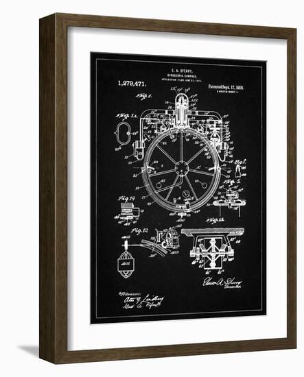 PP67-Vintage Black Gyrocompass Patent Poster-Cole Borders-Framed Giclee Print