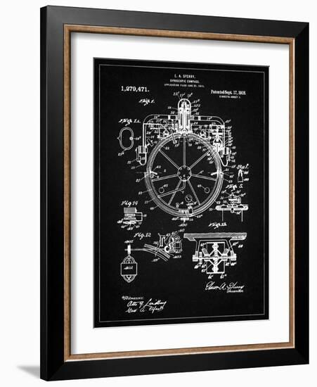 PP67-Vintage Black Gyrocompass Patent Poster-Cole Borders-Framed Giclee Print