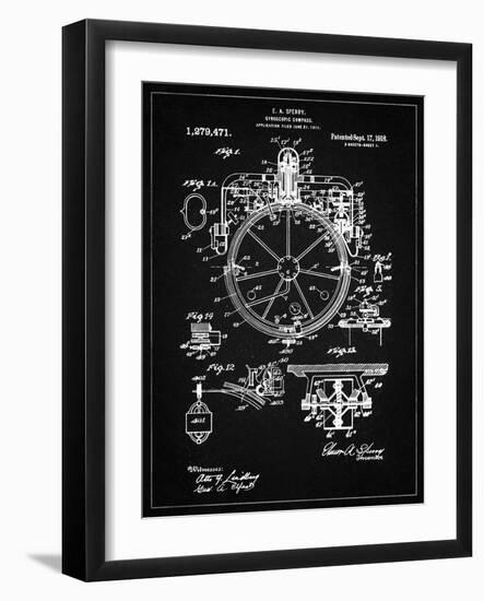 PP67-Vintage Black Gyrocompass Patent Poster-Cole Borders-Framed Giclee Print