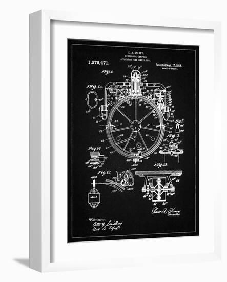 PP67-Vintage Black Gyrocompass Patent Poster-Cole Borders-Framed Giclee Print