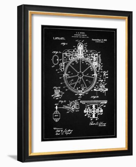 PP67-Vintage Black Gyrocompass Patent Poster-Cole Borders-Framed Giclee Print