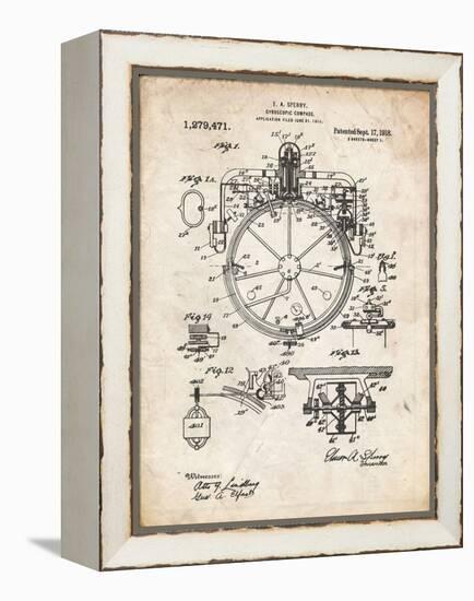 PP67-Vintage Parchment Gyrocompass Patent Poster-Cole Borders-Framed Premier Image Canvas