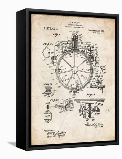 PP67-Vintage Parchment Gyrocompass Patent Poster-Cole Borders-Framed Premier Image Canvas