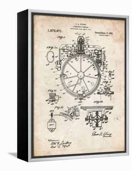 PP67-Vintage Parchment Gyrocompass Patent Poster-Cole Borders-Framed Premier Image Canvas