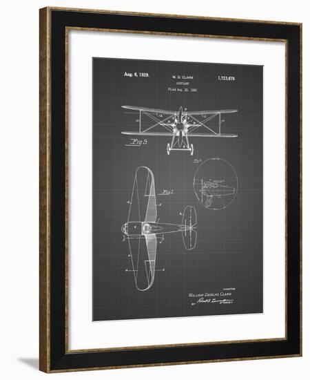 PP68-Black Grid Staggered Biplane Aircraft Patent Poster-Cole Borders-Framed Giclee Print