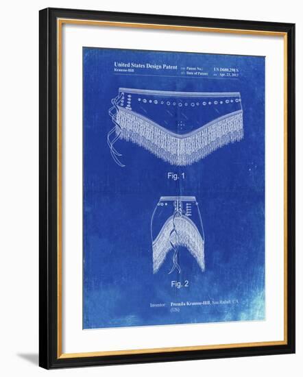 PP685-Faded Blueprint Belly Dancing Belt Poster-Cole Borders-Framed Giclee Print