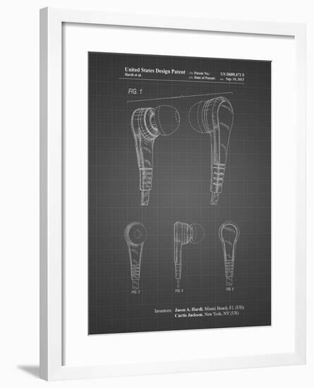 PP686-Black Grid Ear Buds Patent Poster-Cole Borders-Framed Giclee Print