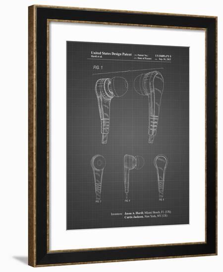 PP686-Black Grid Ear Buds Patent Poster-Cole Borders-Framed Giclee Print