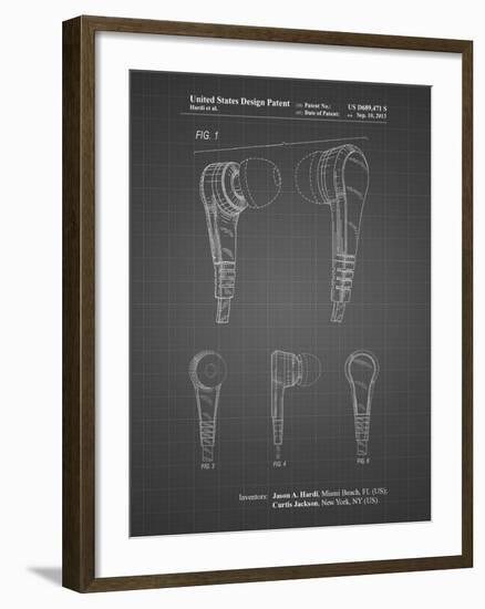 PP686-Black Grid Ear Buds Patent Poster-Cole Borders-Framed Giclee Print