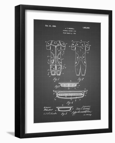 PP690-Black Grid Ridell Football Pads 1926 Patent Poster-Cole Borders-Framed Giclee Print