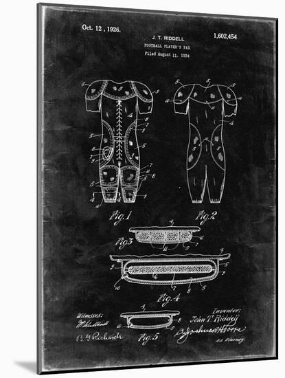 PP690-Black Grunge Ridell Football Pads 1926 Patent Poster-Cole Borders-Mounted Giclee Print