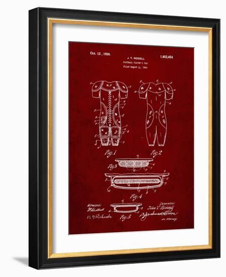 PP690-Burgundy Ridell Football Pads 1926 Patent Poster-Cole Borders-Framed Giclee Print