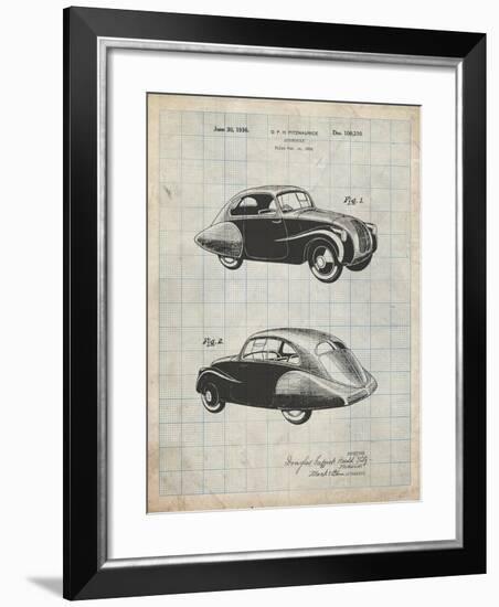 PP697-Antique Grid Parchment 1936 Tatra Concept Patent Poster-Cole Borders-Framed Giclee Print