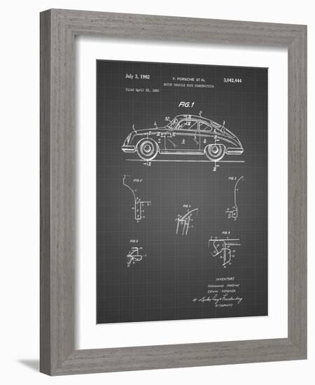 PP698-Black Grid 1960 Porsche 365 Patent Poster-Cole Borders-Framed Giclee Print