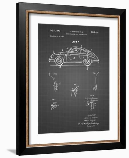 PP698-Black Grid 1960 Porsche 365 Patent Poster-Cole Borders-Framed Giclee Print