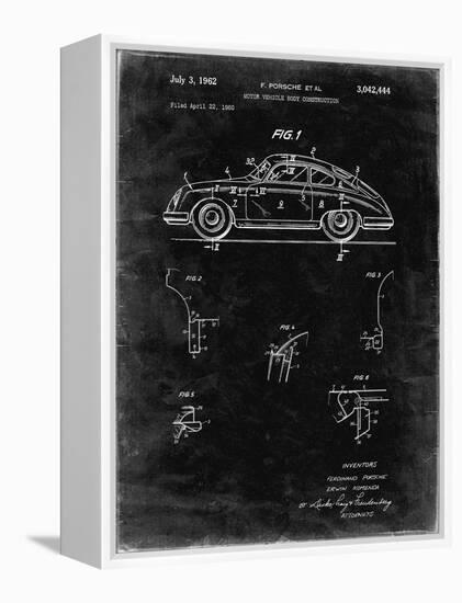 PP698-Black Grunge 1960 Porsche 365 Patent Poster-Cole Borders-Framed Premier Image Canvas