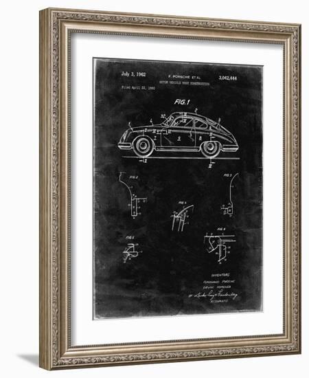 PP698-Black Grunge 1960 Porsche 365 Patent Poster-Cole Borders-Framed Giclee Print