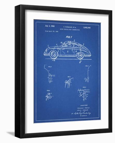 PP698-Blueprint 1960 Porsche 365 Patent Poster-Cole Borders-Framed Giclee Print