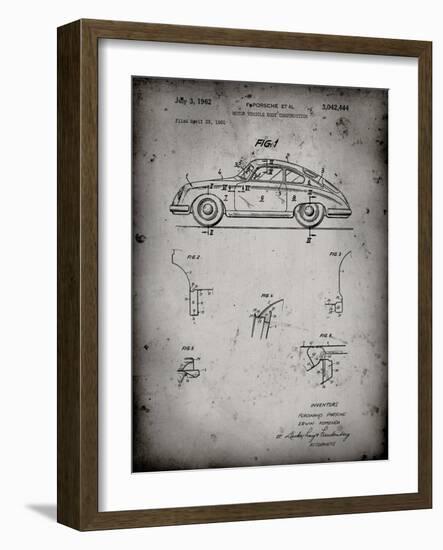 PP698-Faded Grey 1960 Porsche 365 Patent Poster-Cole Borders-Framed Giclee Print