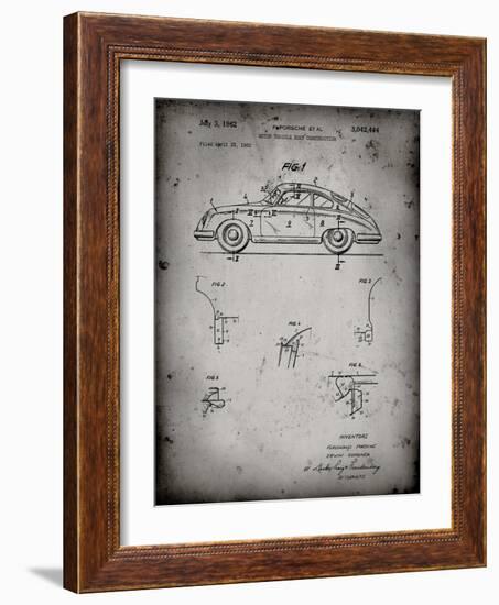 PP698-Faded Grey 1960 Porsche 365 Patent Poster-Cole Borders-Framed Giclee Print