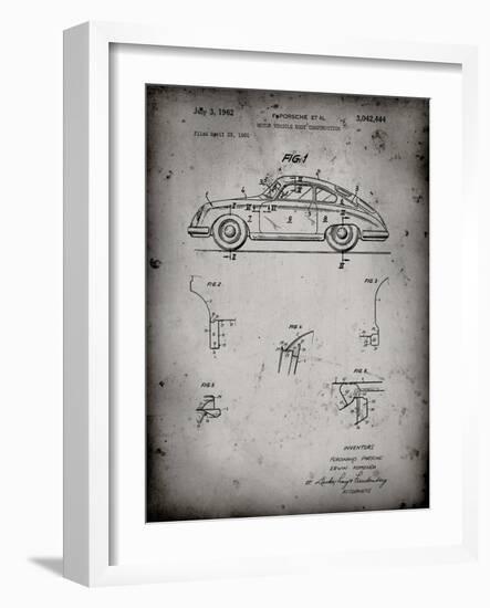 PP698-Faded Grey 1960 Porsche 365 Patent Poster-Cole Borders-Framed Giclee Print