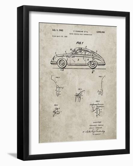 PP698-Sandstone 1960 Porsche 365 Patent Poster-Cole Borders-Framed Giclee Print