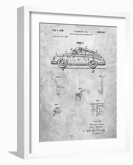 PP698-Slate 1960 Porsche 365 Patent Poster-Cole Borders-Framed Giclee Print