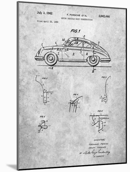 PP698-Slate 1960 Porsche 365 Patent Poster-Cole Borders-Mounted Giclee Print