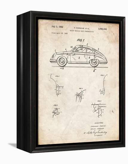 PP698-Vintage Parchment 1960 Porsche 365 Patent Poster-Cole Borders-Framed Premier Image Canvas