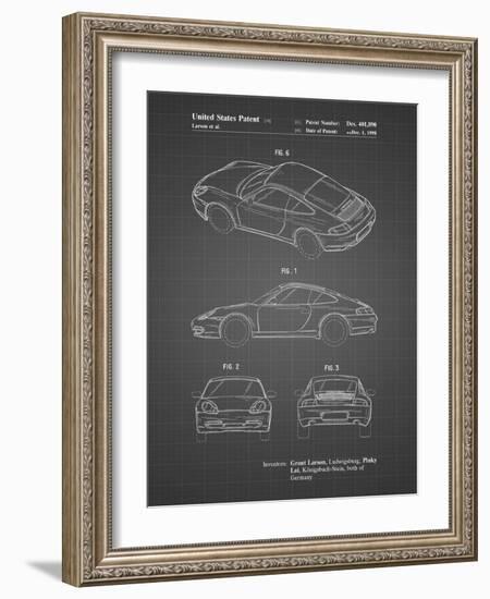 PP700-Black Grid 199 Porsche 911 Patent Poster-Cole Borders-Framed Giclee Print