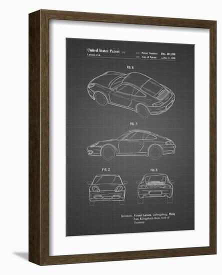 PP700-Black Grid 199 Porsche 911 Patent Poster-Cole Borders-Framed Giclee Print