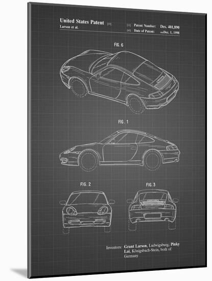 PP700-Black Grid 199 Porsche 911 Patent Poster-Cole Borders-Mounted Giclee Print