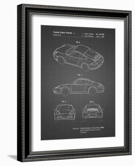 PP700-Black Grid 199 Porsche 911 Patent Poster-Cole Borders-Framed Giclee Print