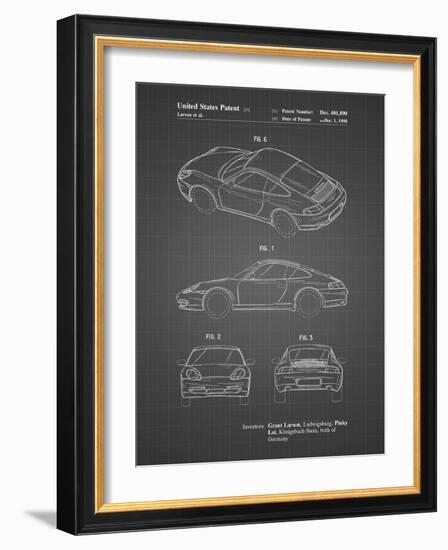 PP700-Black Grid 199 Porsche 911 Patent Poster-Cole Borders-Framed Giclee Print