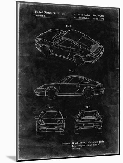 PP700-Black Grunge 199 Porsche 911 Patent Poster-Cole Borders-Mounted Giclee Print