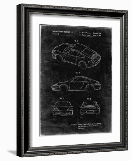 PP700-Black Grunge 199 Porsche 911 Patent Poster-Cole Borders-Framed Giclee Print