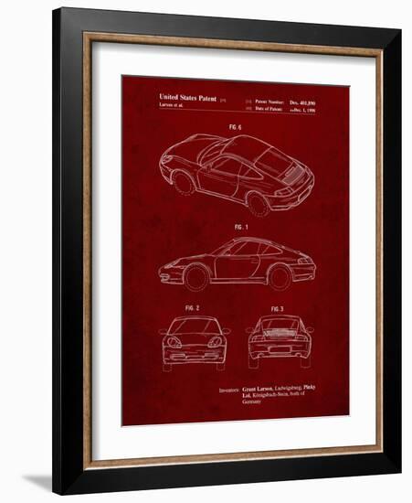 PP700-Burgundy 199 Porsche 911 Patent Poster-Cole Borders-Framed Giclee Print