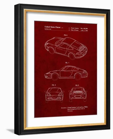 PP700-Burgundy 199 Porsche 911 Patent Poster-Cole Borders-Framed Giclee Print