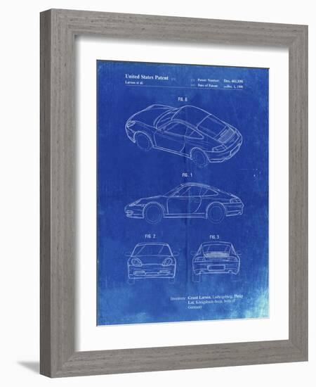 PP700-Faded Blueprint 199 Porsche 911 Patent Poster-Cole Borders-Framed Giclee Print