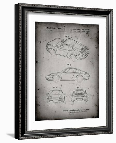 PP700-Faded Grey 199 Porsche 911 Patent Poster-Cole Borders-Framed Giclee Print