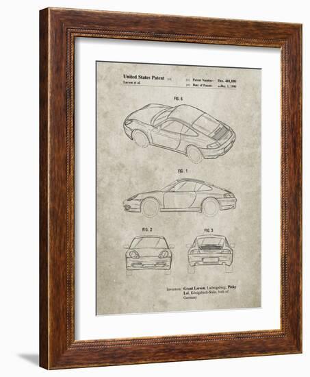 PP700-Sandstone 199 Porsche 911 Patent Poster-Cole Borders-Framed Giclee Print