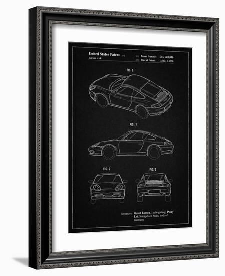 PP700-Vintage Black 199 Porsche 911 Patent Poster-Cole Borders-Framed Giclee Print