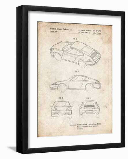 PP700-Vintage Parchment 199 Porsche 911 Patent Poster-Cole Borders-Framed Giclee Print