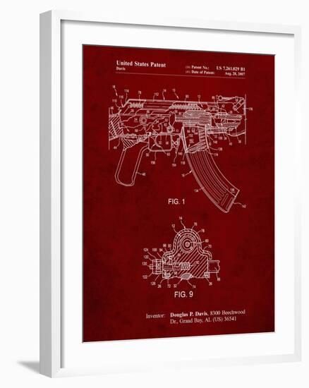 PP701-Burgundy Ak-47 Bolt Locking Patent Print-Cole Borders-Framed Giclee Print