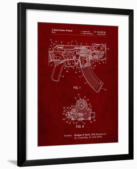 PP701-Burgundy Ak-47 Bolt Locking Patent Print-Cole Borders-Framed Giclee Print