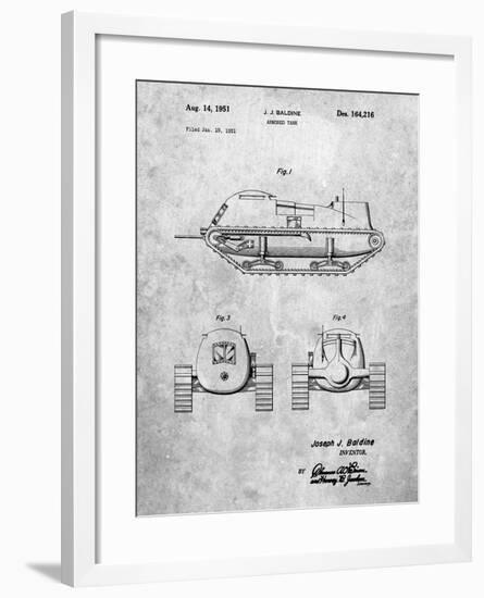 PP705-Slate Armored Tank Patent Poster-Cole Borders-Framed Giclee Print