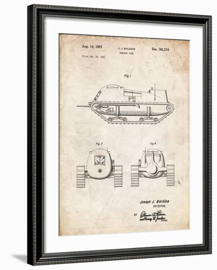 PP705-Vintage Parchment Armored Tank Patent Poster-Cole Borders-Framed Giclee Print