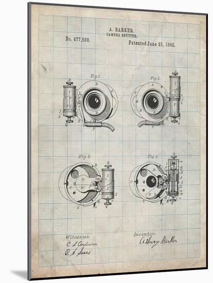 PP707-Antique Grid Parchment Asbury Frictionless Camera Shutter Patent Poster-Cole Borders-Mounted Giclee Print